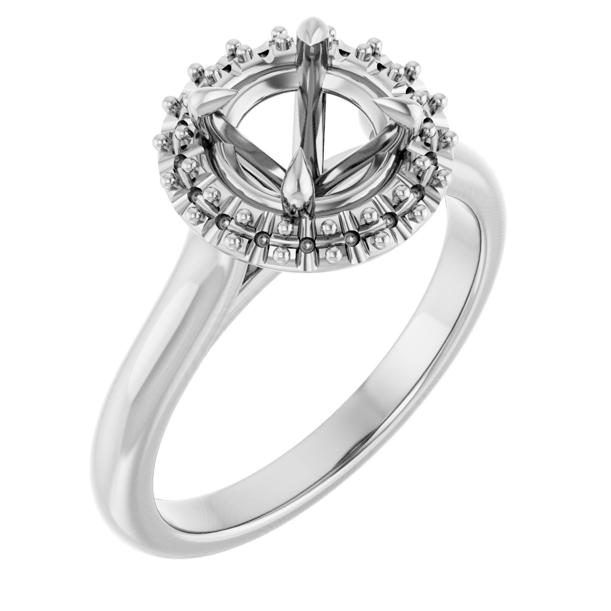 Claw-Prong Halo-Style Engagement Ring