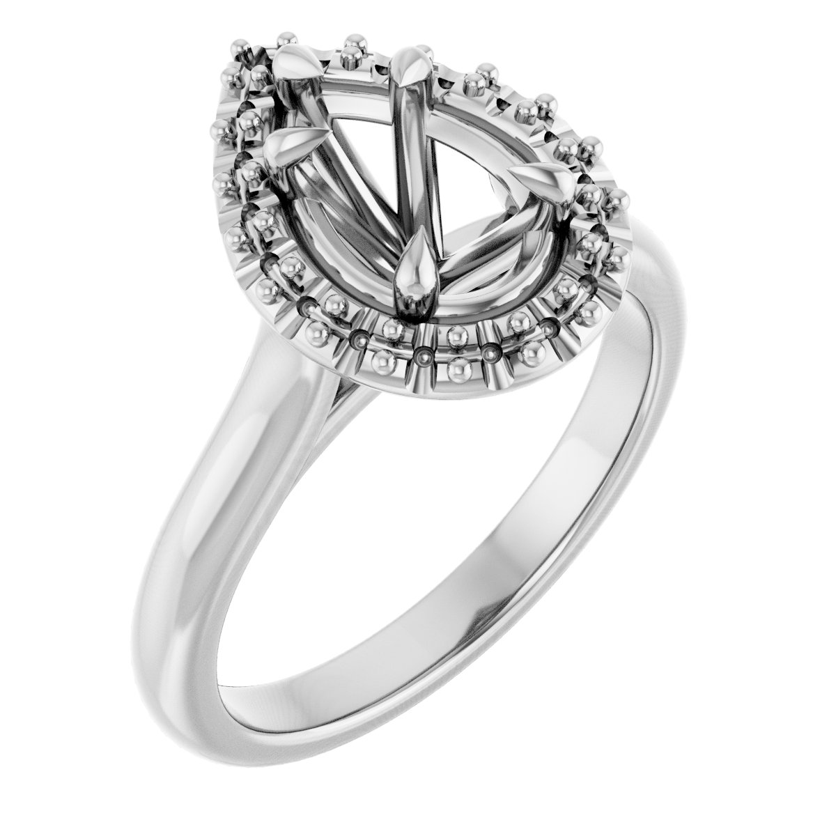 Claw-Prong Halo-Style Engagement Ring