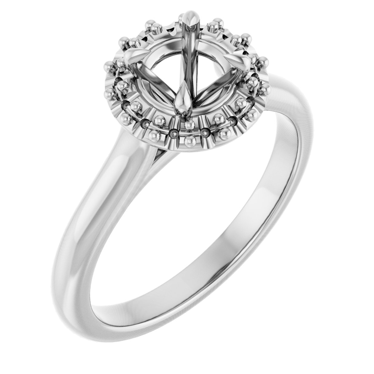 Claw-Prong Halo-Style Engagement Ring