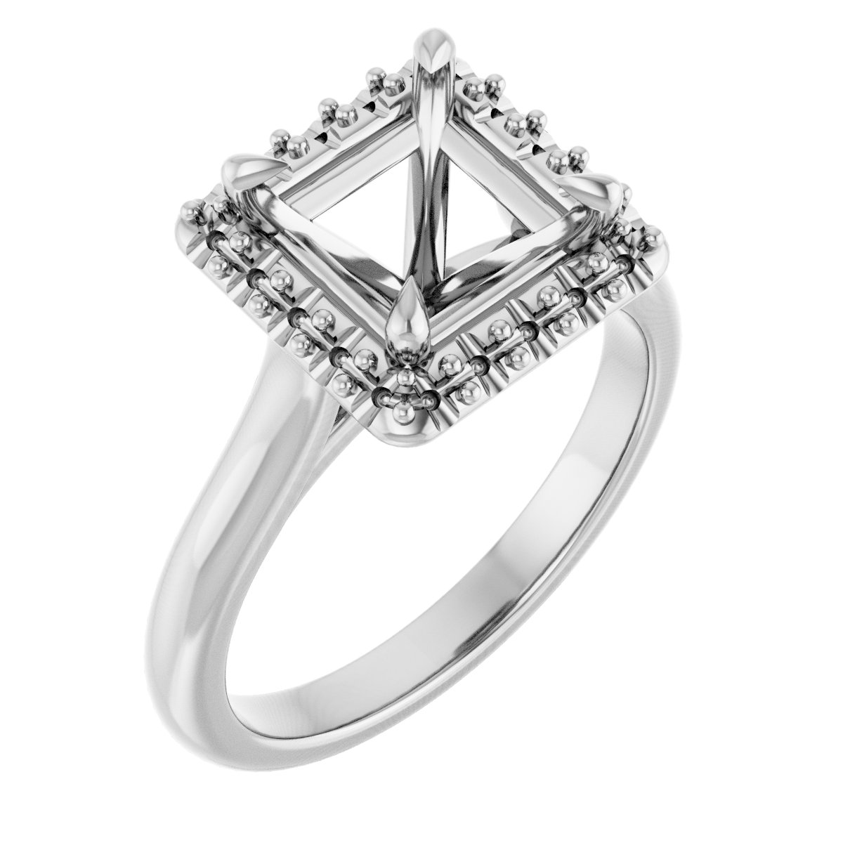 Claw-Prong Halo-Style Engagement Ring