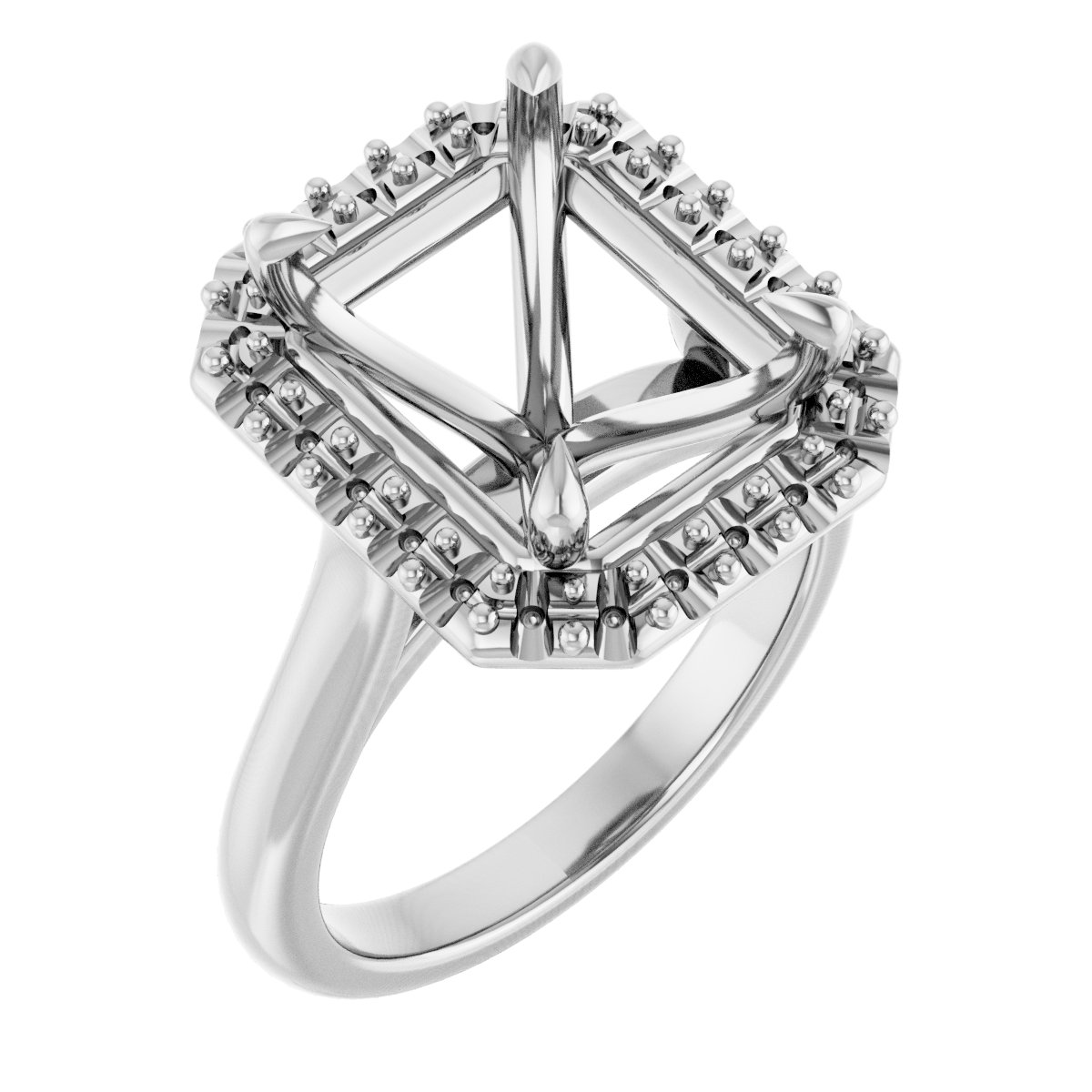 Claw-Prong Halo-Style Engagement Ring