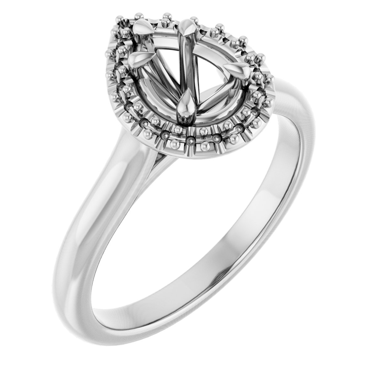 Claw-Prong Halo-Style Engagement Ring