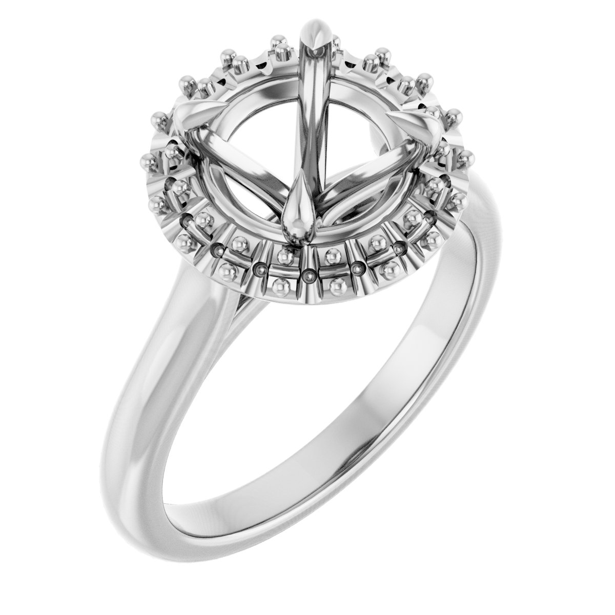 Claw-Prong Halo-Style Engagement Ring