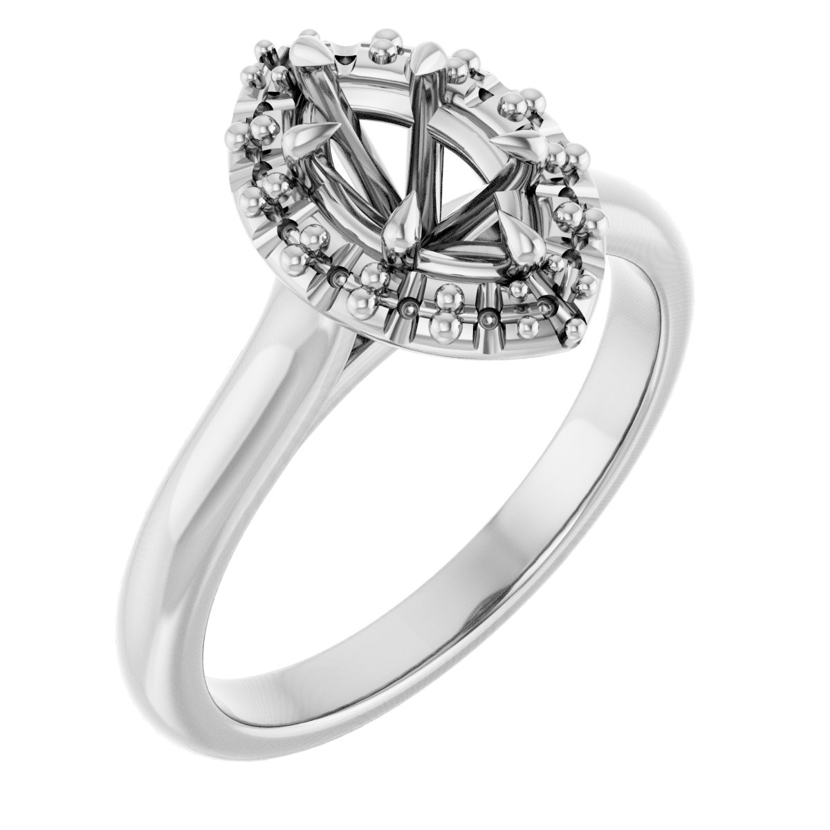 Claw-Prong Halo-Style Engagement Ring