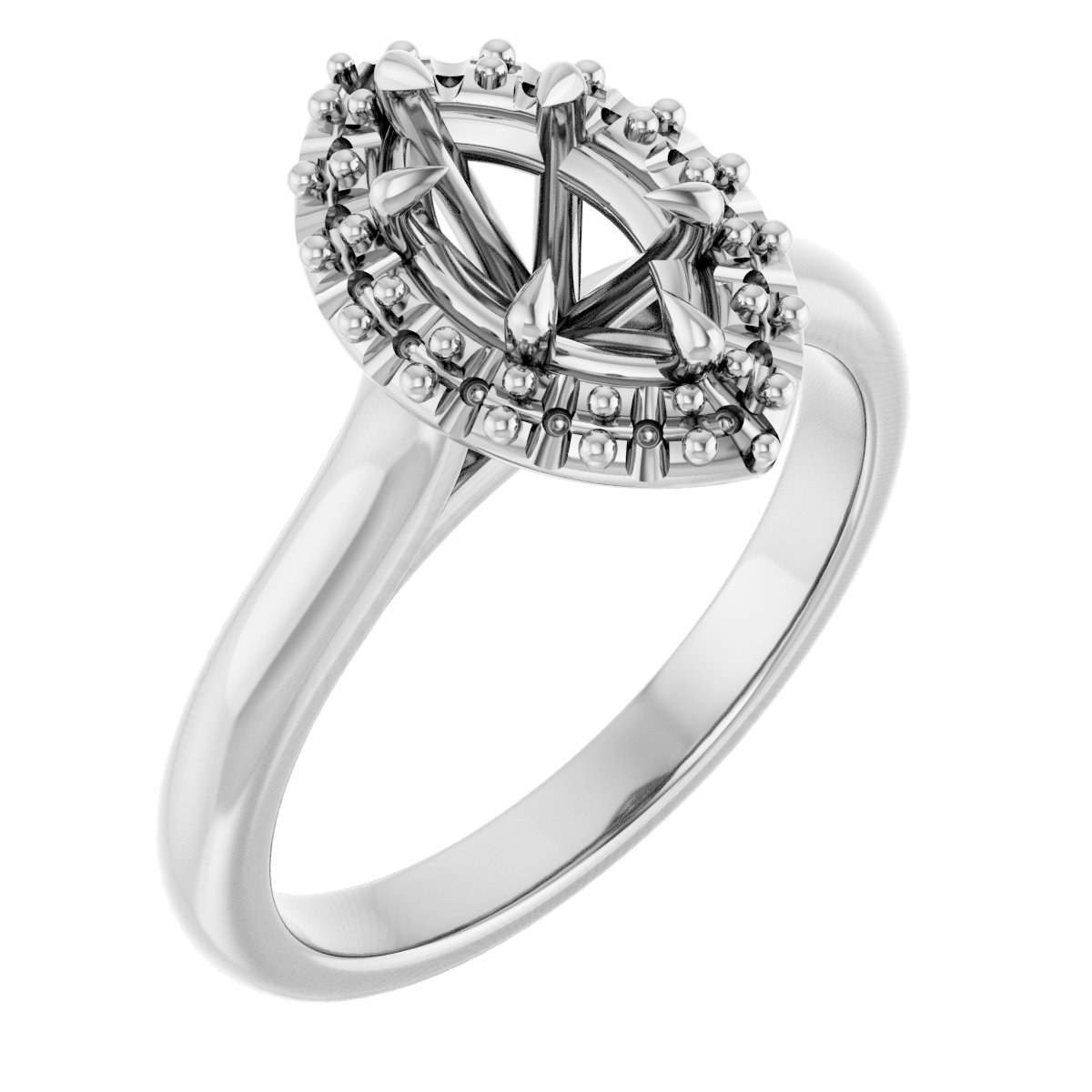 Claw-Prong Halo-Style Engagement Ring