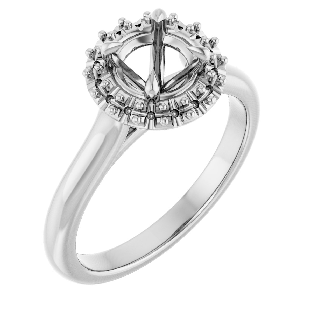 Claw-Prong Halo-Style Engagement Ring