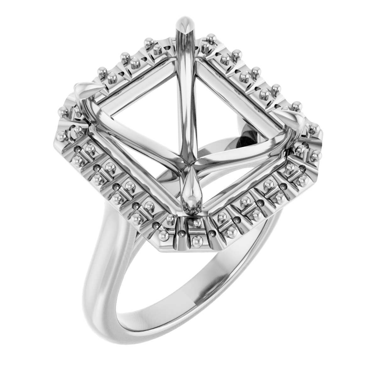Claw-Prong Halo-Style Engagement Ring