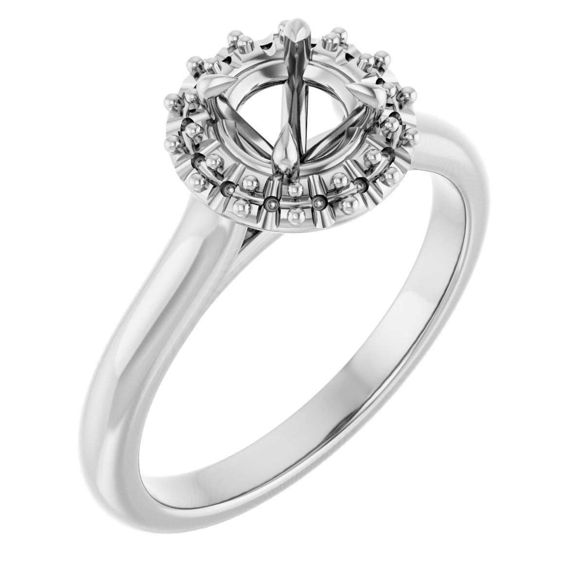 Claw-Prong Halo-Style Engagement Ring