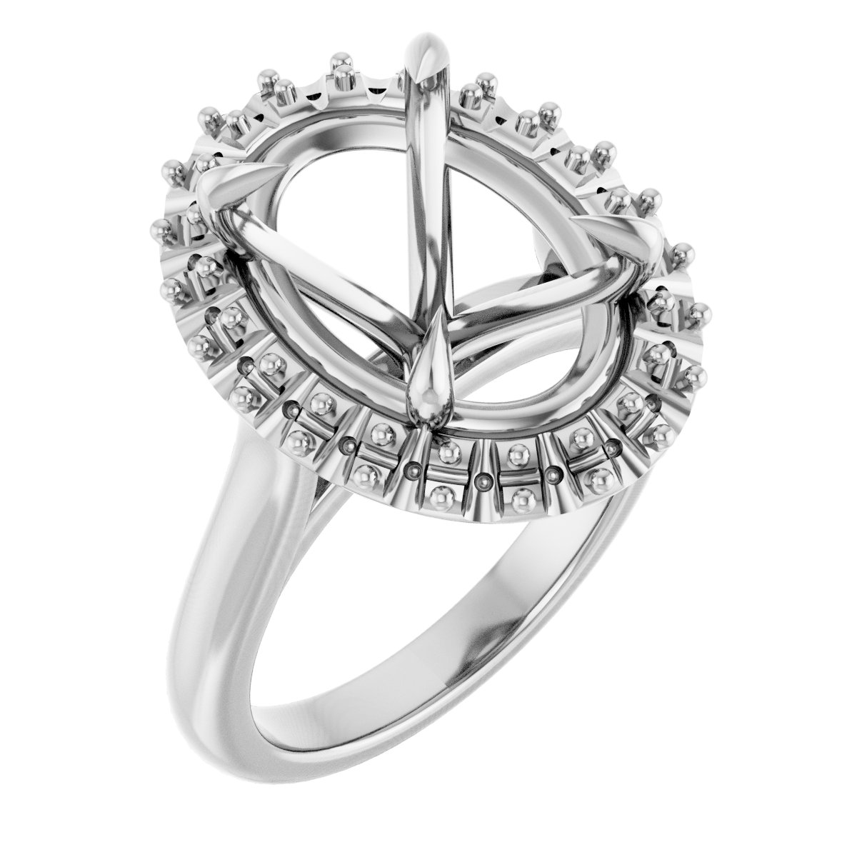 Claw-Prong Halo-Style Engagement Ring