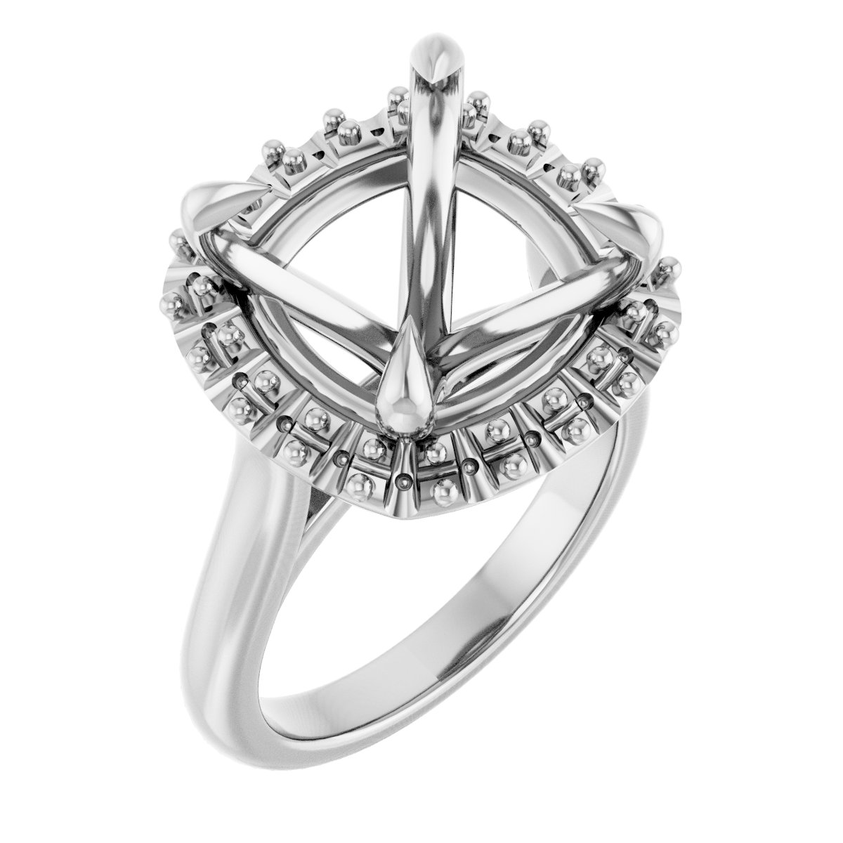 Claw-Prong Halo-Style Engagement Ring