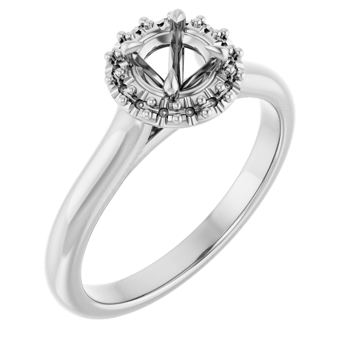 Claw-Prong Halo-Style Engagement Ring
