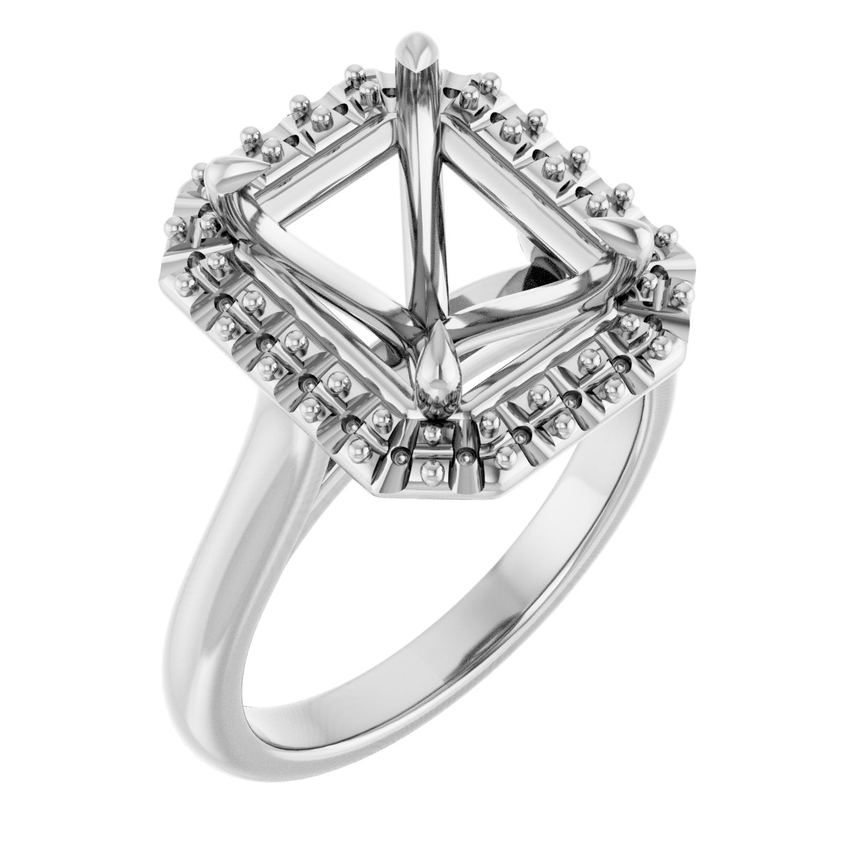 Claw-Prong Halo-Style Engagement Ring