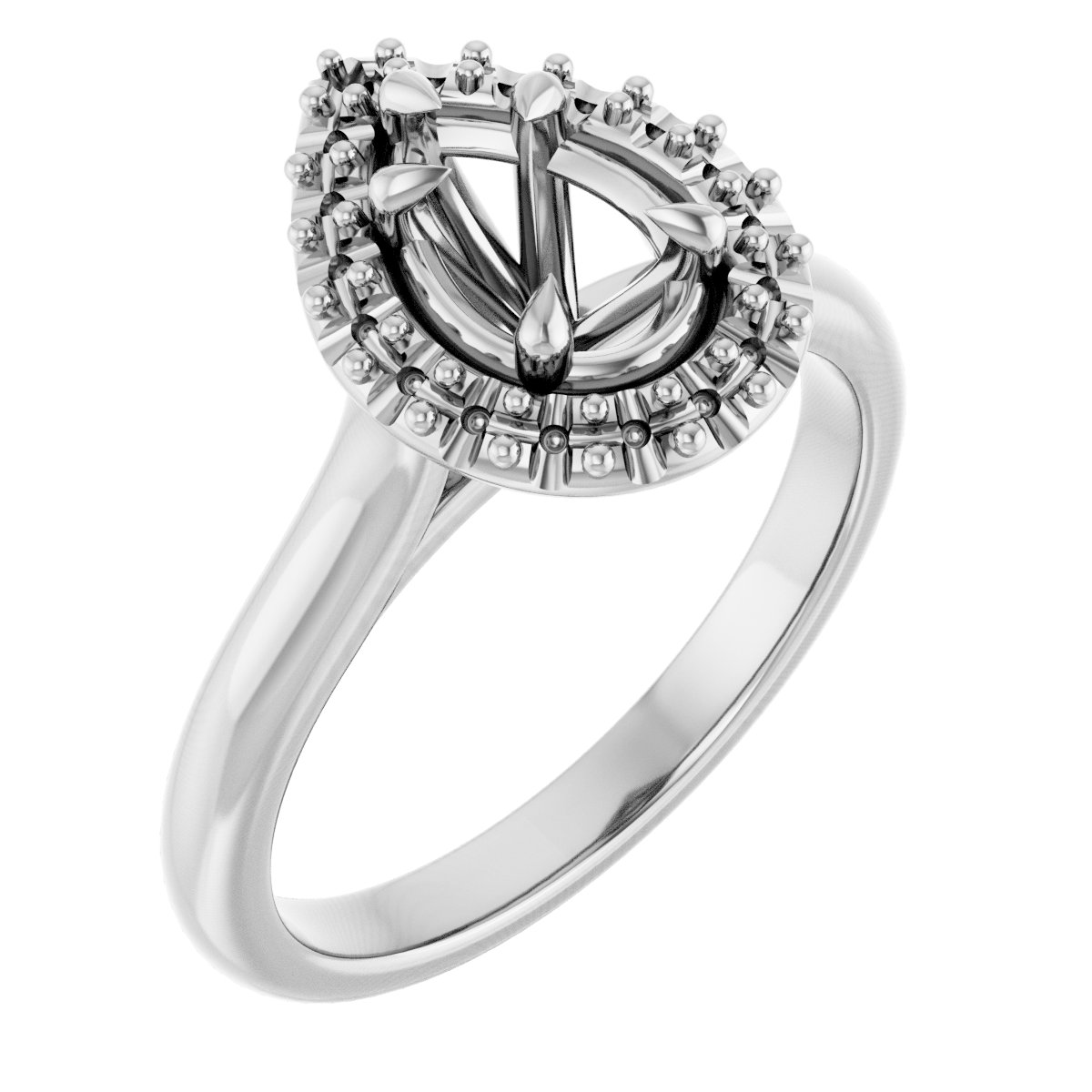 Claw-Prong Halo-Style Engagement Ring