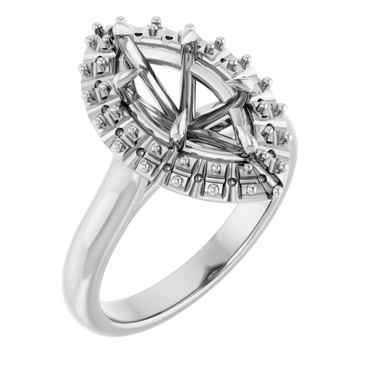 Claw-Prong Halo-Style Engagement Ring