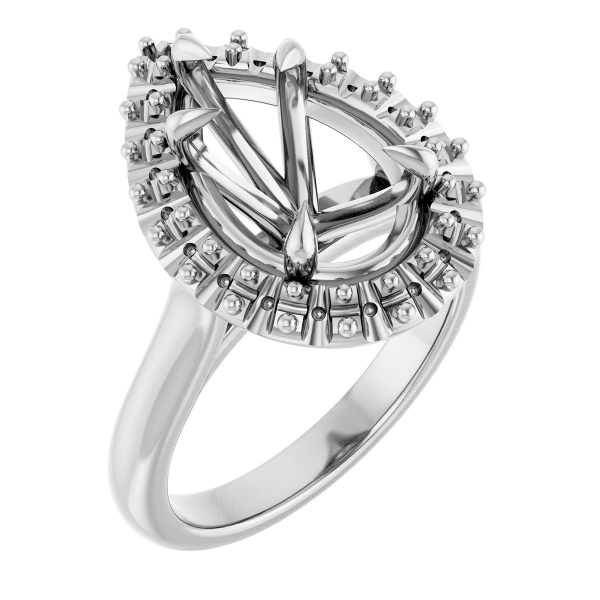 Claw-Prong Halo-Style Engagement Ring
