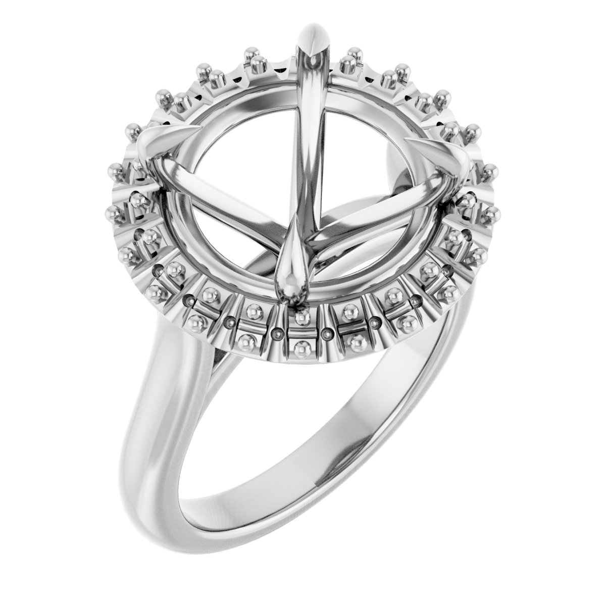 Claw-Prong Halo-Style Engagement Ring