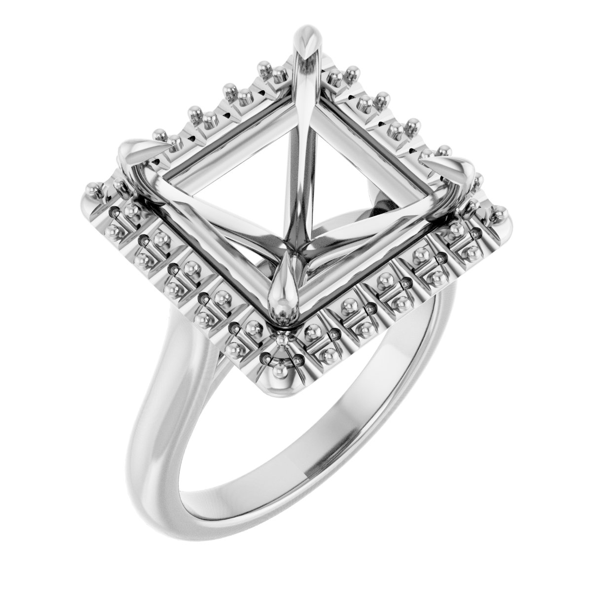 Claw-Prong Halo-Style Engagement Ring