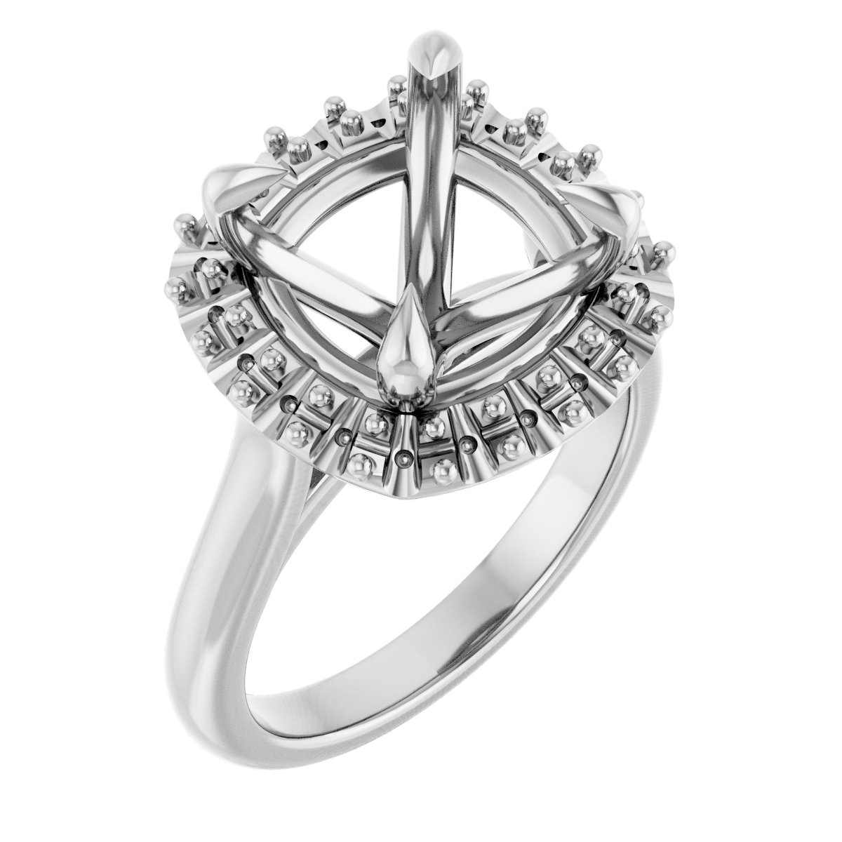 Claw-Prong Halo-Style Engagement Ring