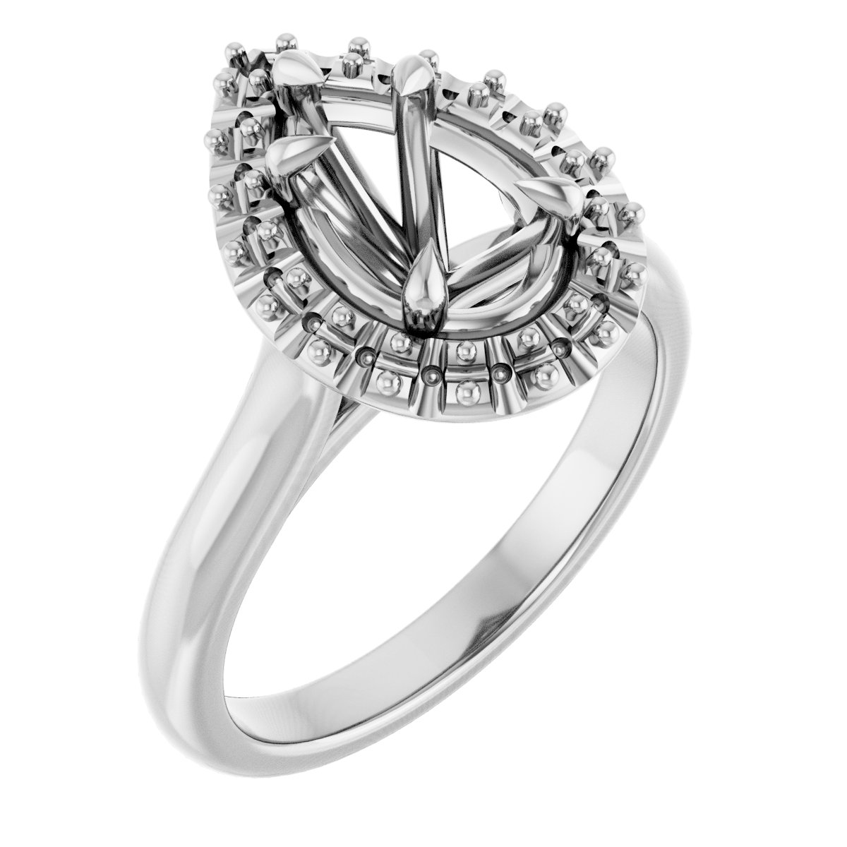 Claw-Prong Halo-Style Engagement Ring