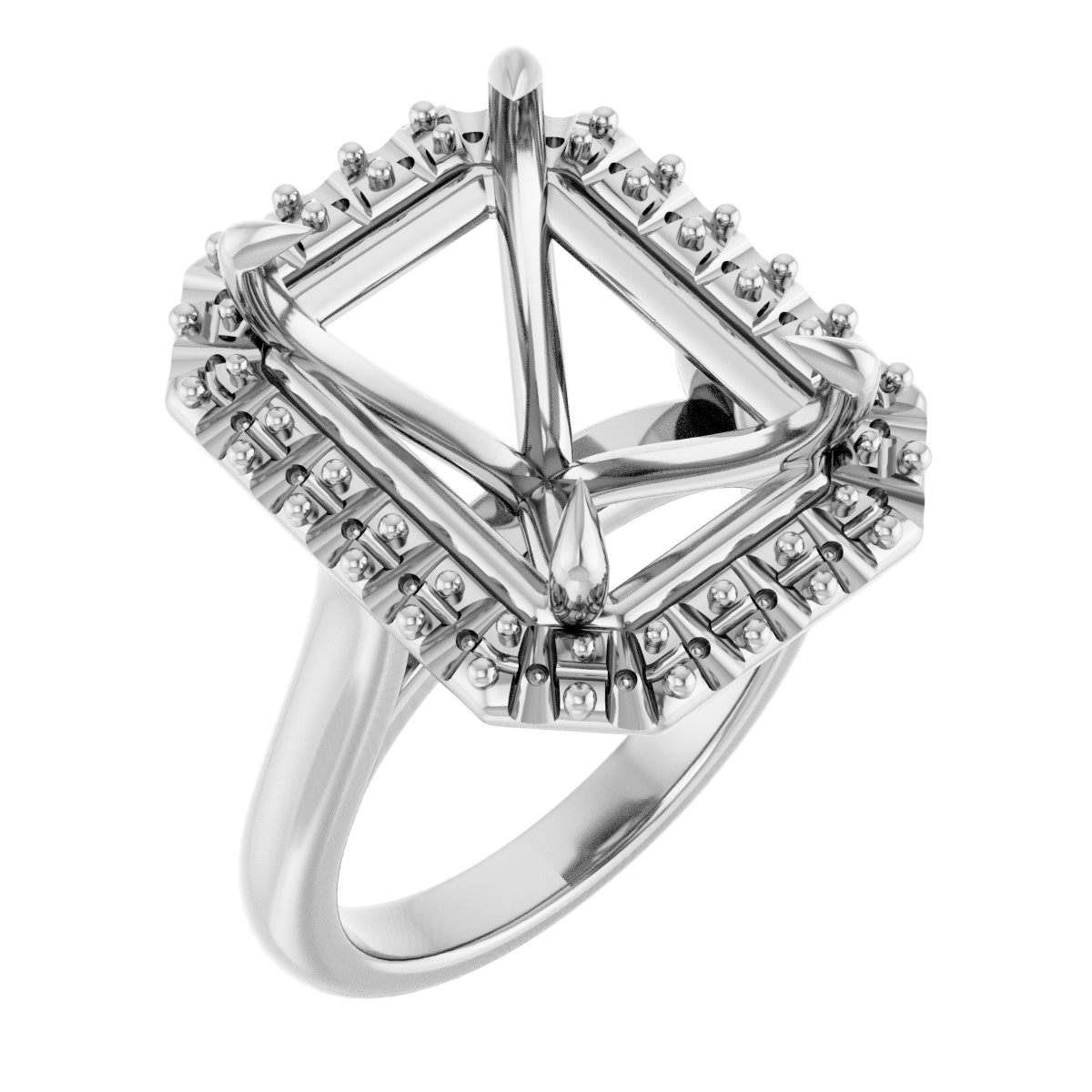 Claw-Prong Halo-Style Engagement Ring