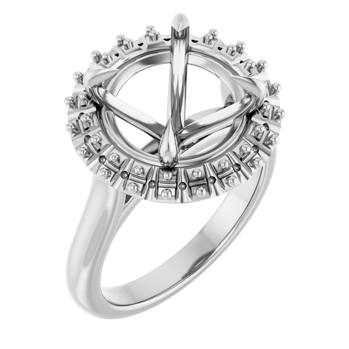 Claw-Prong Halo-Style Engagement Ring