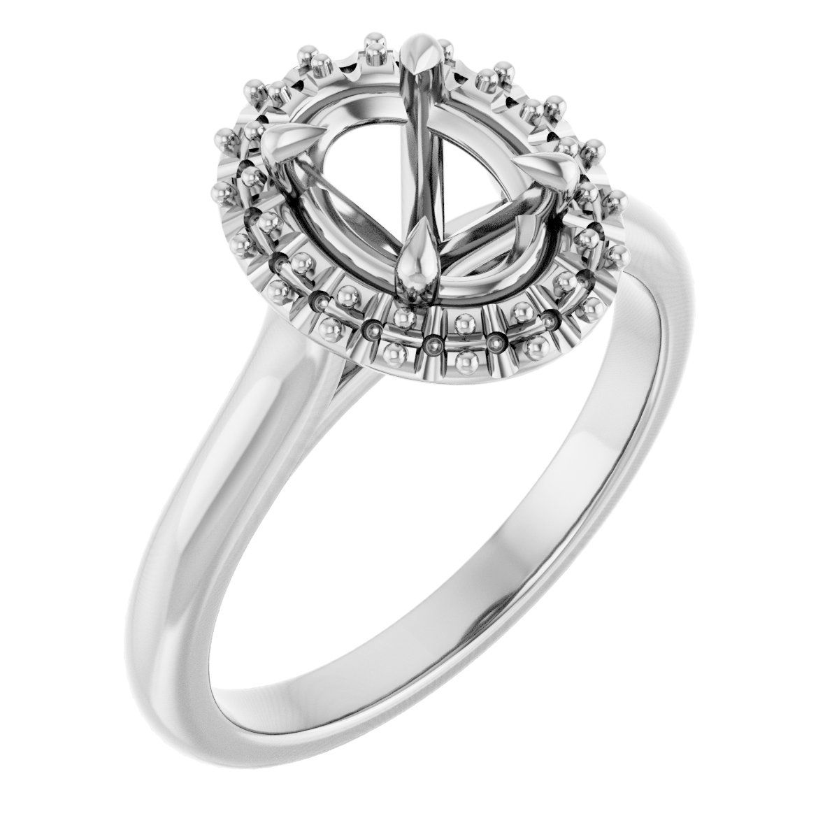 Claw-Prong Halo-Style Engagement Ring