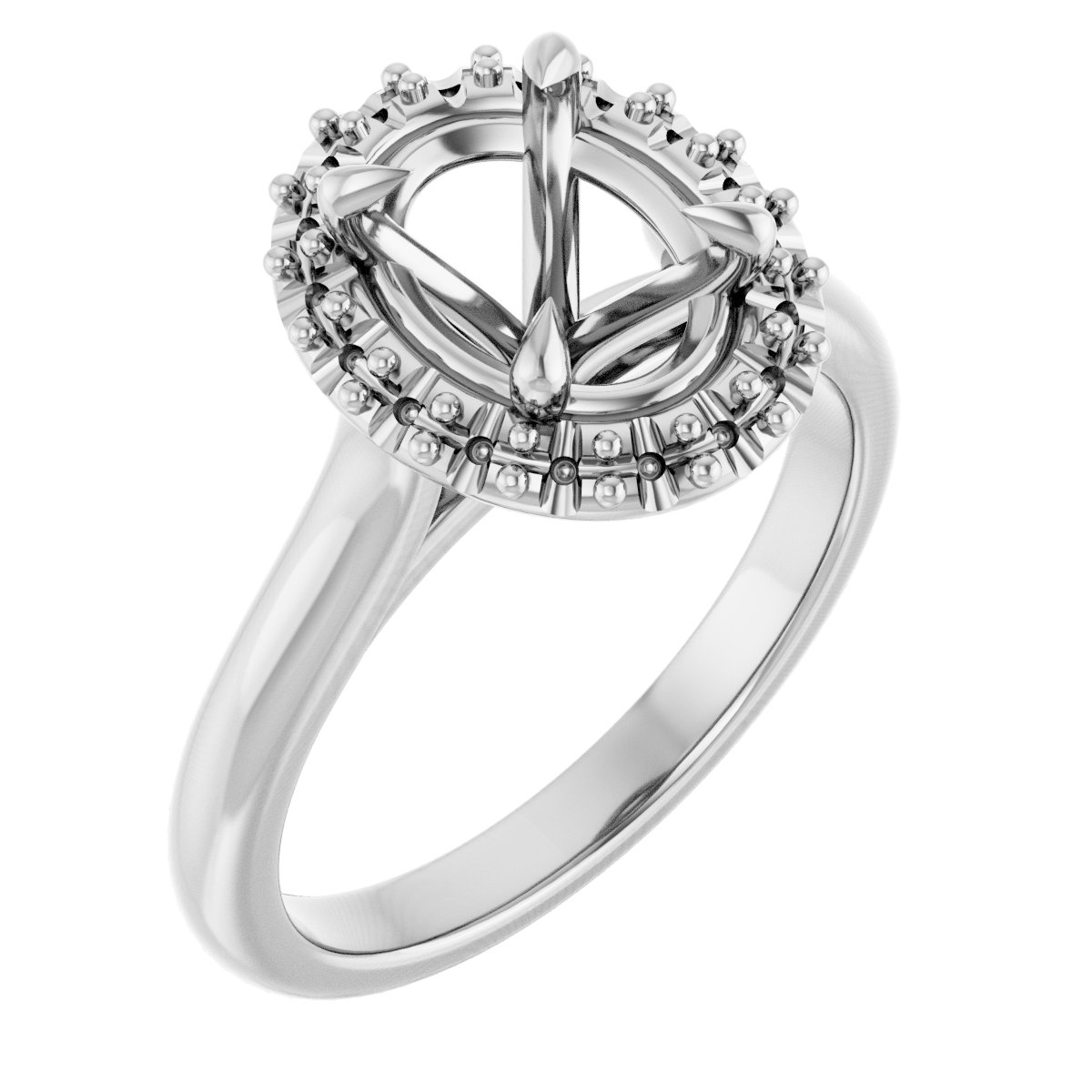Claw-Prong Halo-Style Engagement Ring