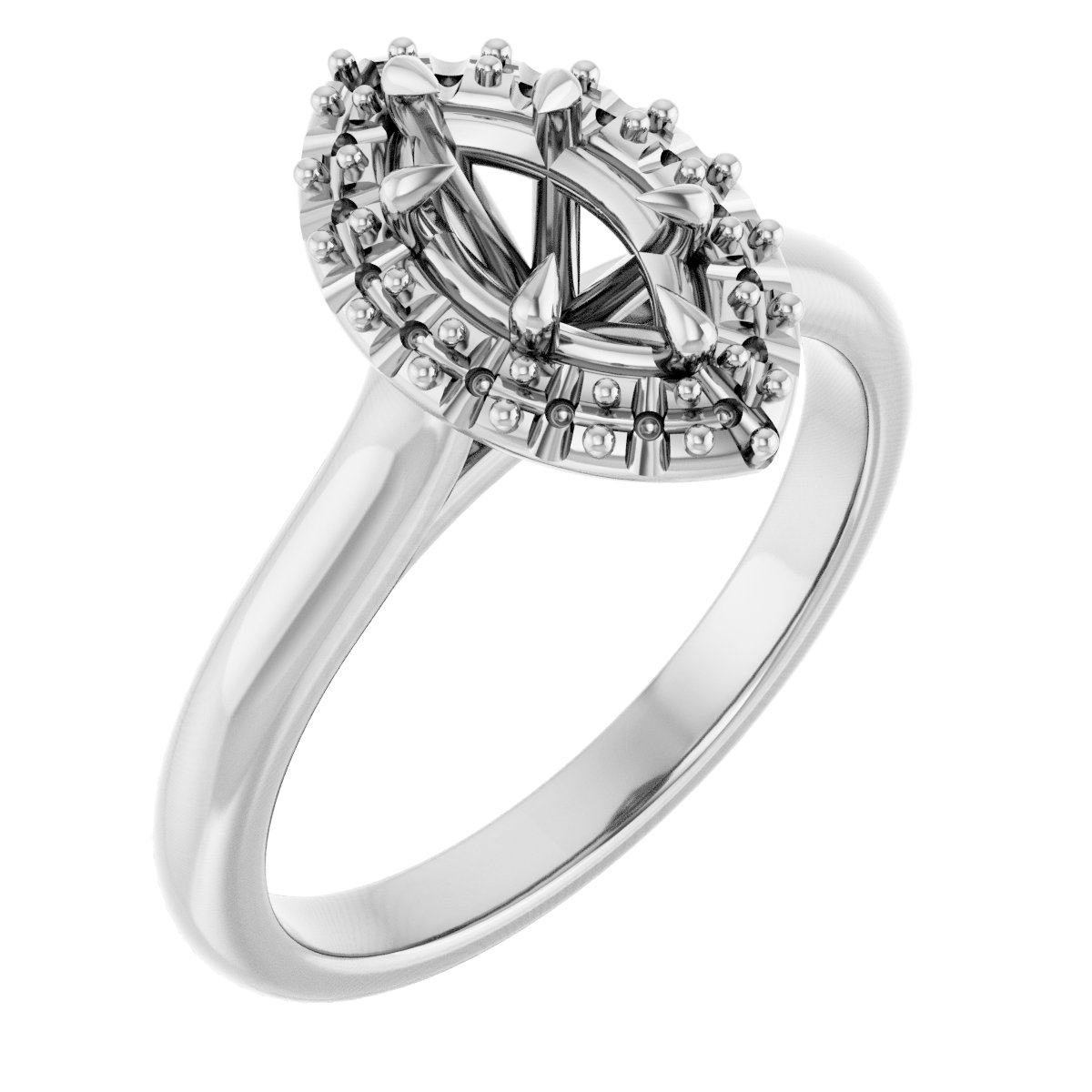 Claw-Prong Halo-Style Engagement Ring