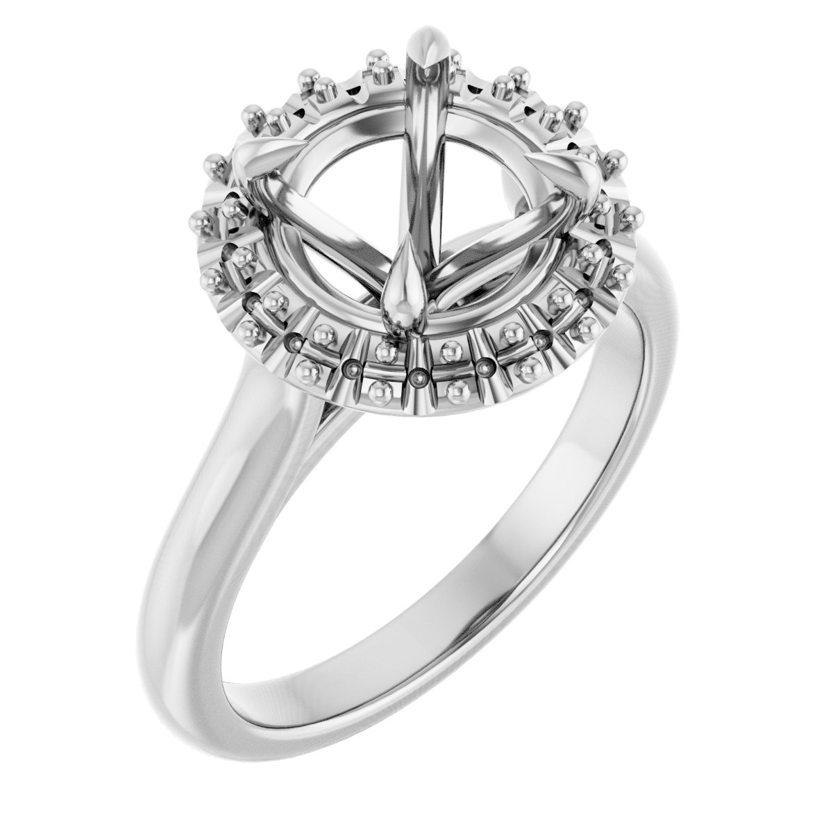 Claw-Prong Halo-Style Engagement Ring