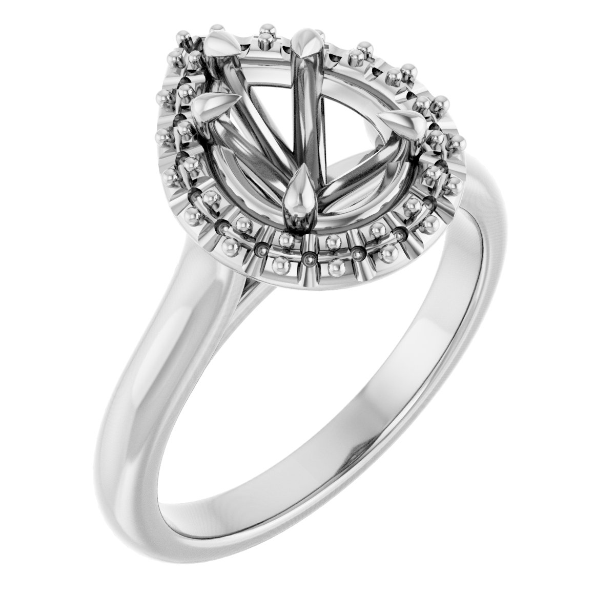 Claw-Prong Halo-Style Engagement Ring