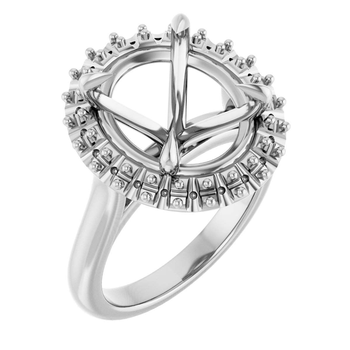 Claw-Prong Halo-Style Engagement Ring
