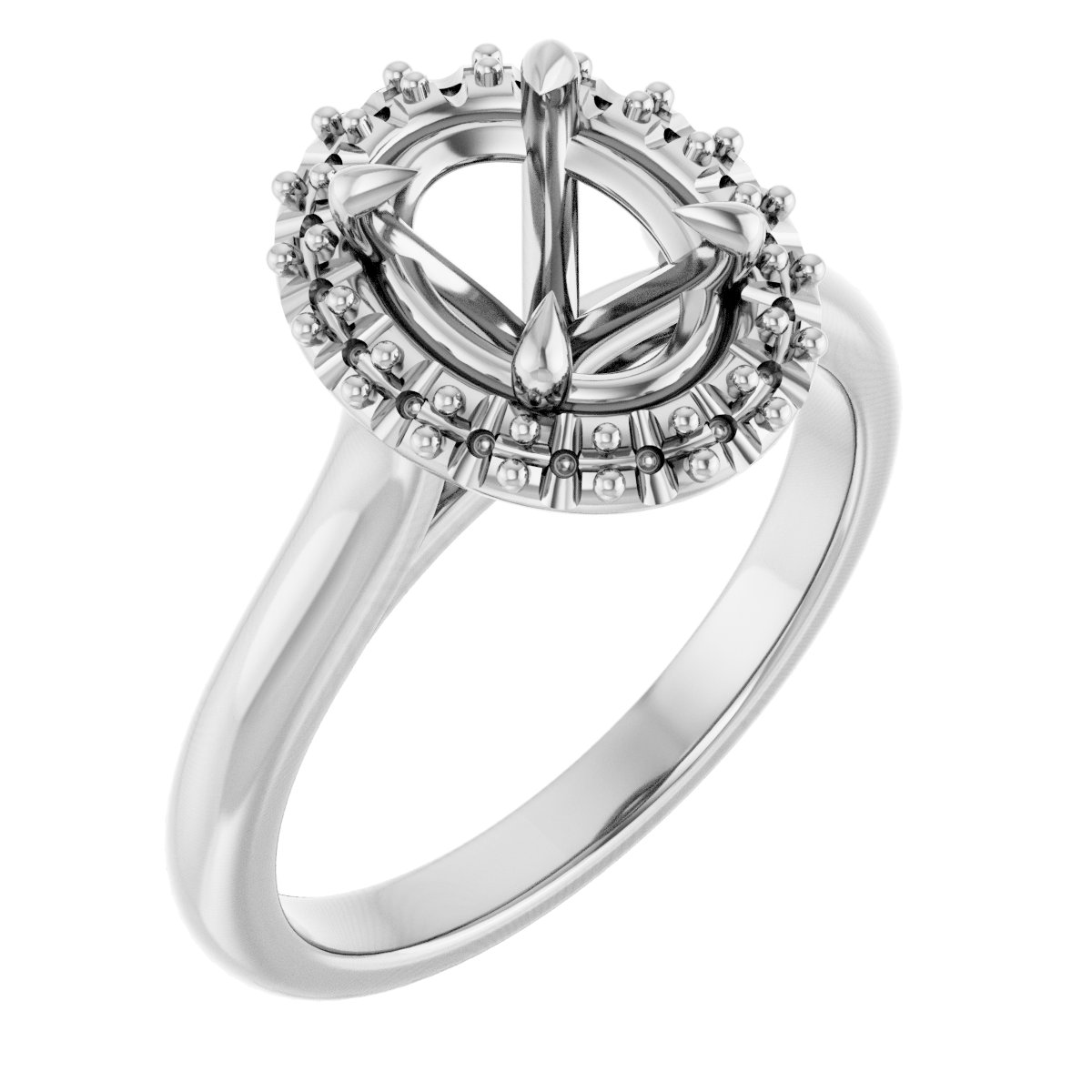 Claw-Prong Halo-Style Engagement Ring