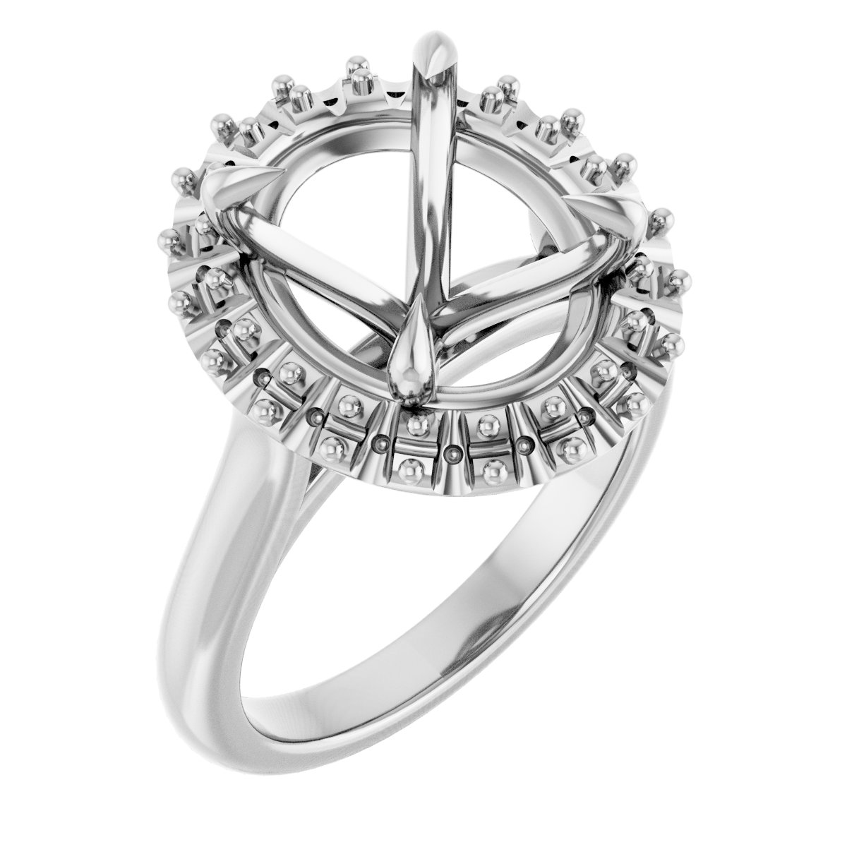 Claw-Prong Halo-Style Engagement Ring