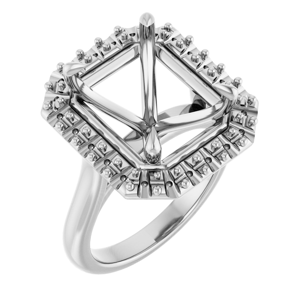 Claw-Prong Halo-Style Engagement Ring