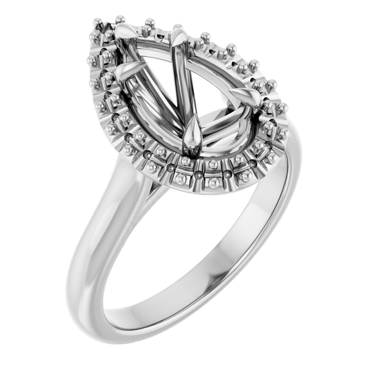 Claw-Prong Halo-Style Engagement Ring