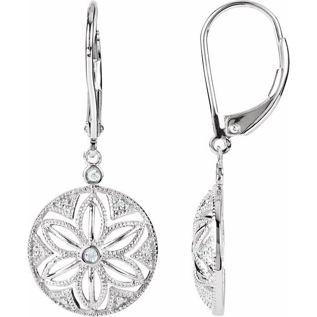 Sterling Silver .08 CTW Natural Diamond Lever Back Earrings