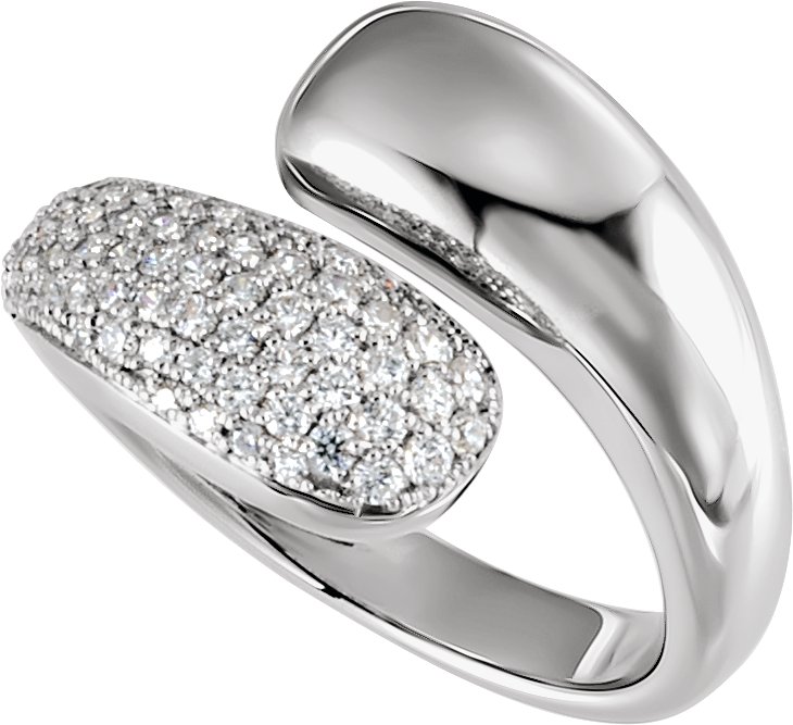 14K White 1/2 CTW Lab-Grown Diamond Bypass Ring
