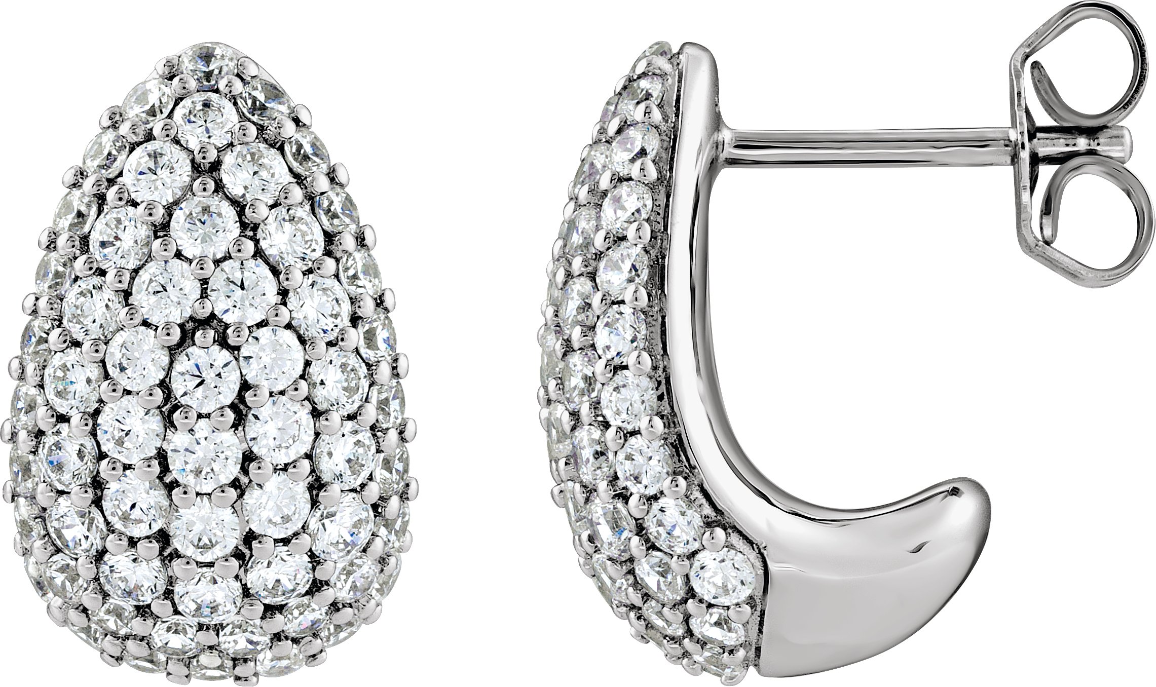 14K White 1 3/4 CTW Lab-Grown Diamond Teardrop Earrings