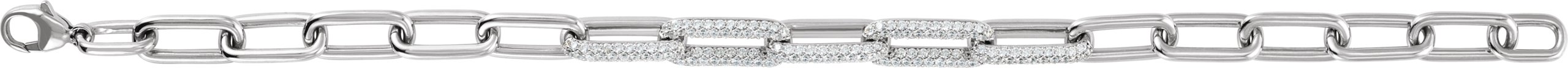 14K White Gold 1 1/2 CTW Lab-Grown Diamond Paperclip-Style 7 Bracelet