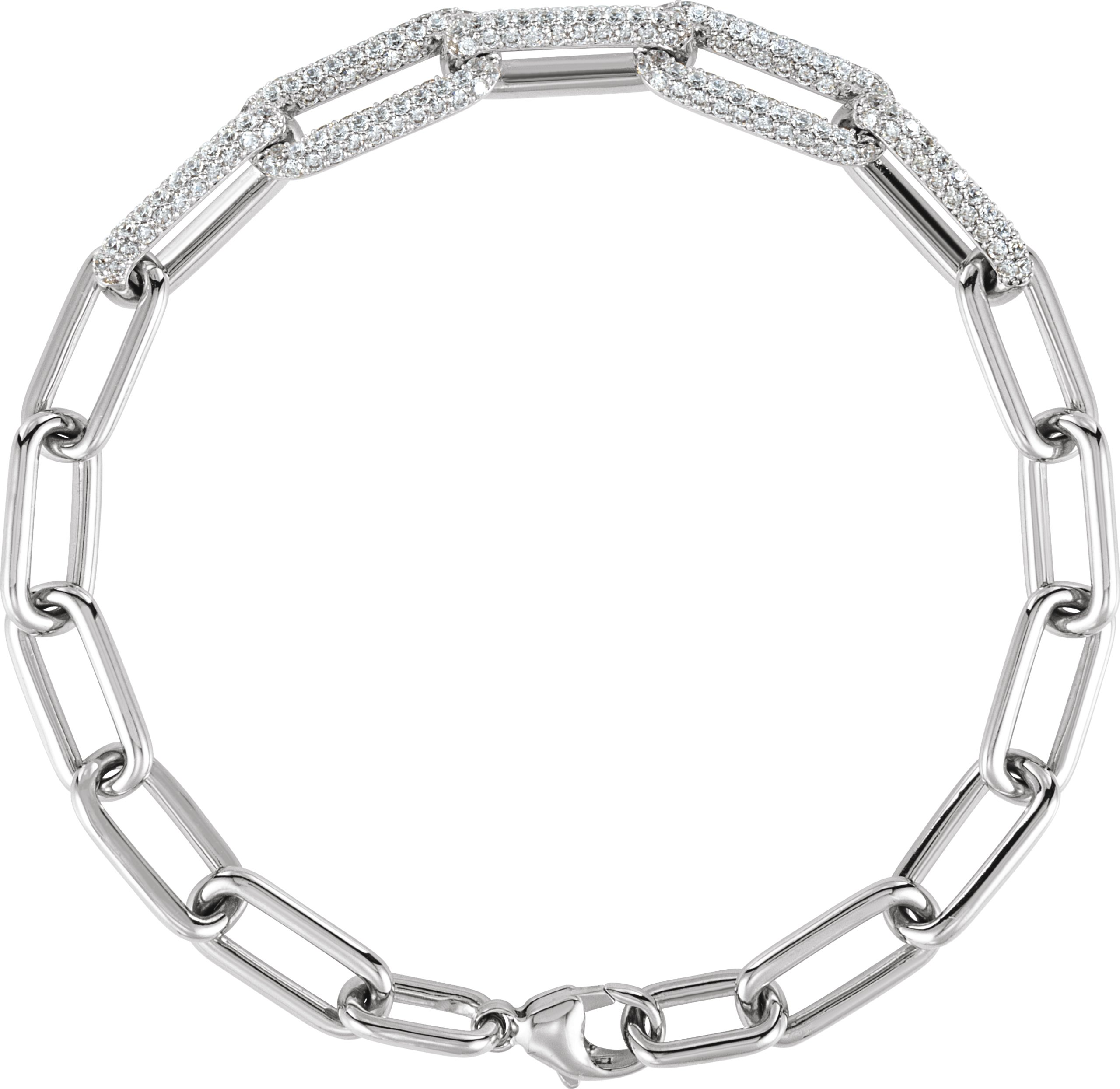 14K White 1 1/2 CTW Lab-Grown Diamond Paperclip-Style 7 Bracelet