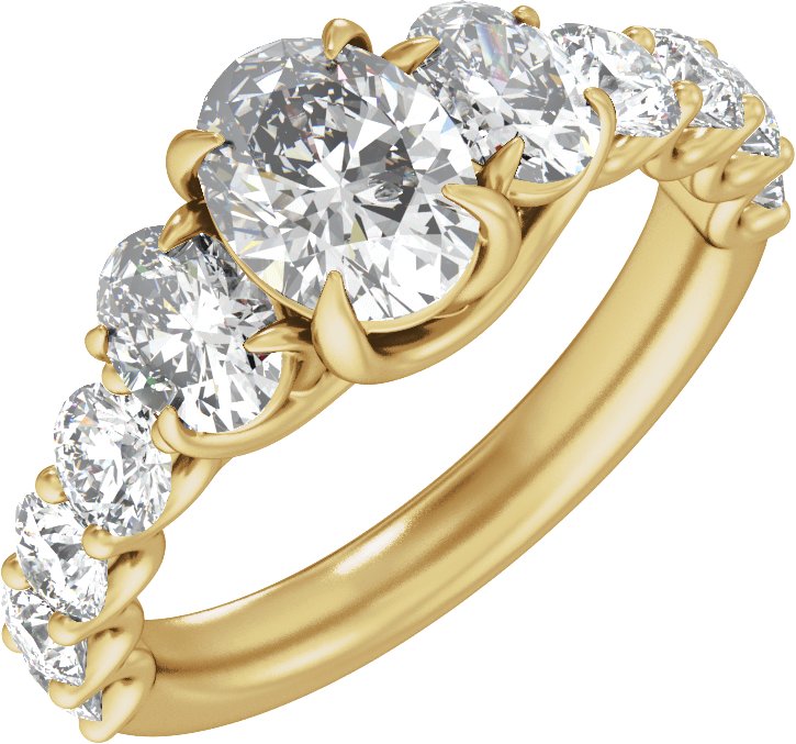 14K Yellow 8x6 mm Oval 1 9/10 CTW Lab-Grown Diamond Semi-Set Engagement Ring