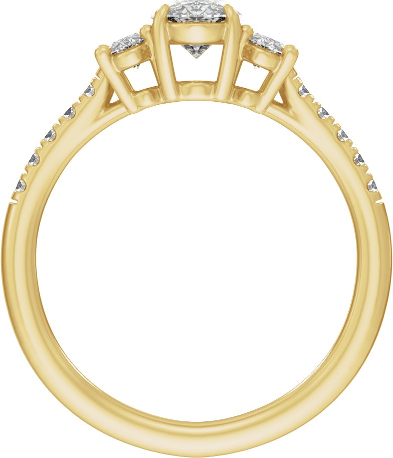 14K Yellow Gold 1 1/2 CTW Lab-Grown Diamond Three-Stone Engagement Ring