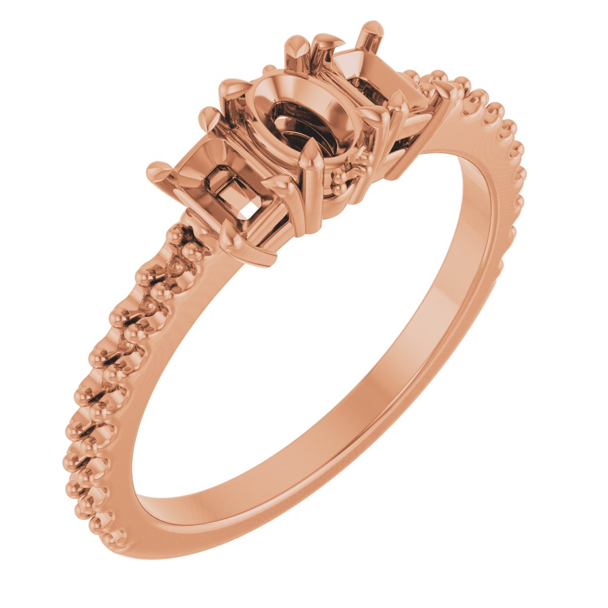 Claw-Prong Three-Stone Engagement Ring