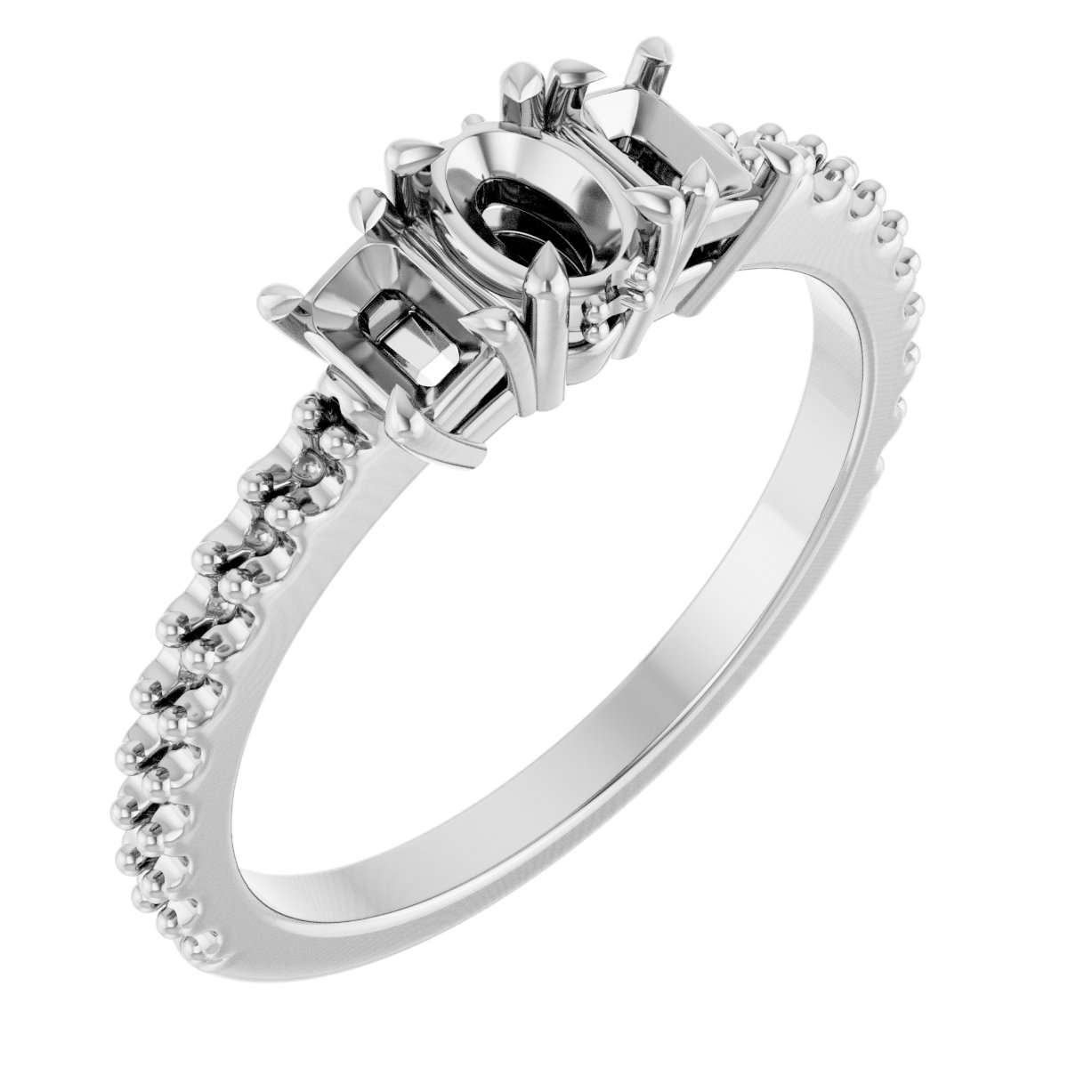 Claw-Prong Three-Stone Engagement Ring