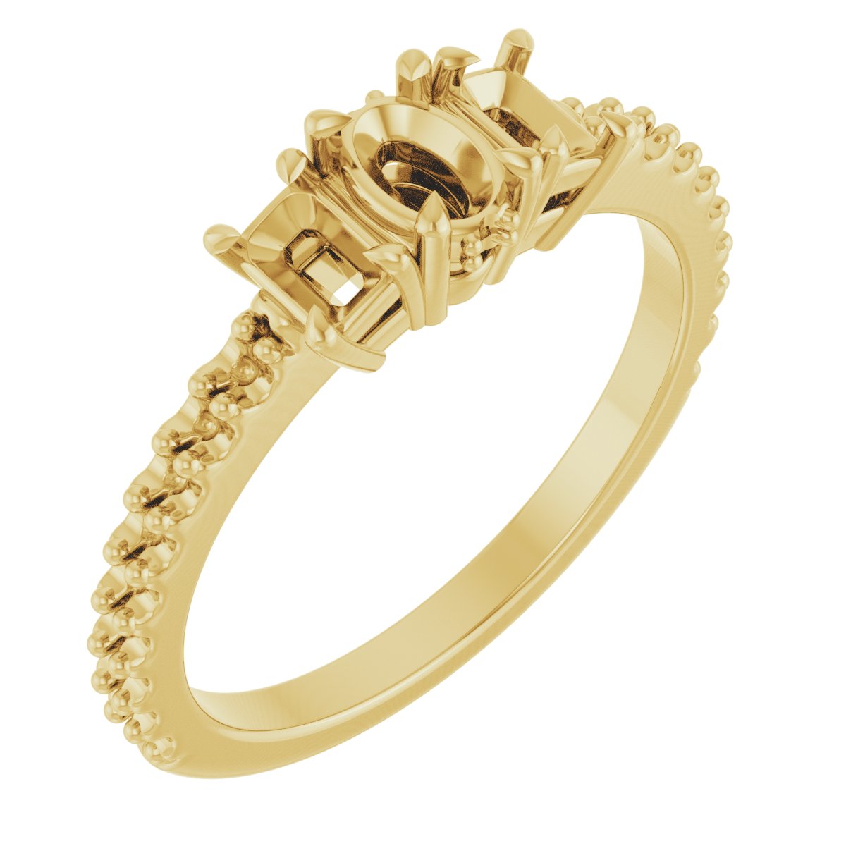 Claw-Prong Three-Stone Engagement Ring