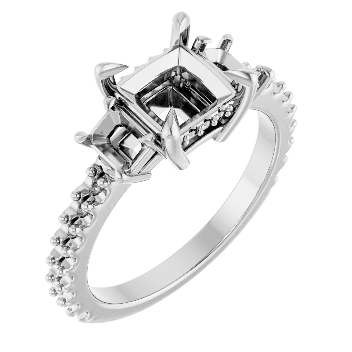 Claw-Prong Three-Stone Engagement Ring