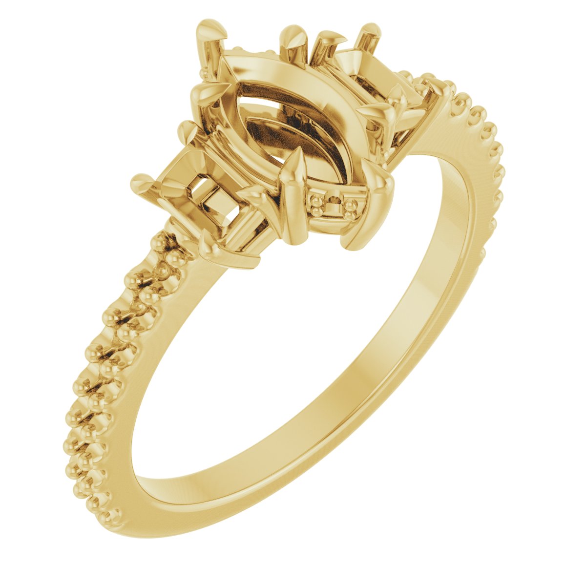 Claw-Prong Three-Stone Engagement Ring