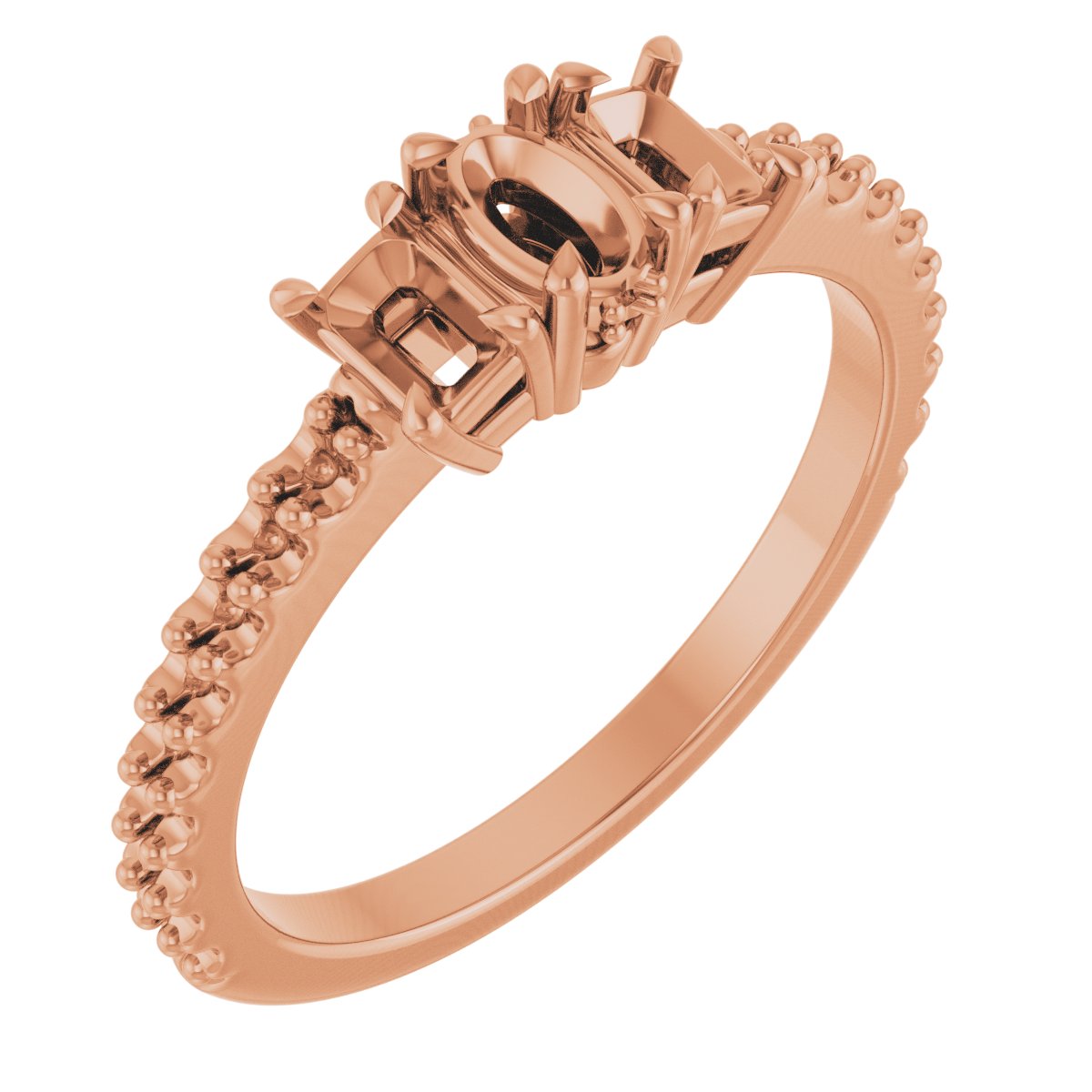 Claw-Prong Three-Stone Engagement Ring