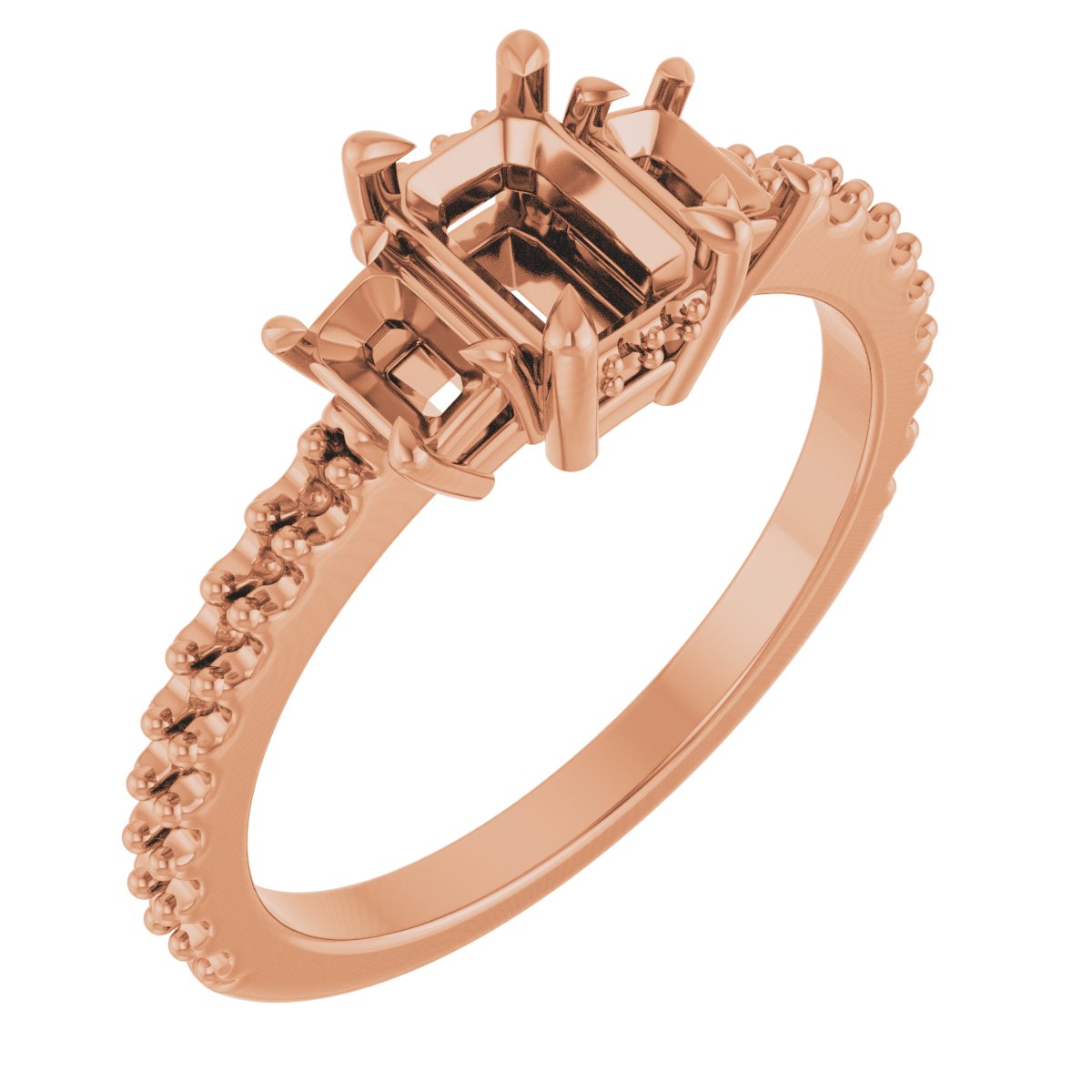 Claw-Prong Three-Stone Engagement Ring
