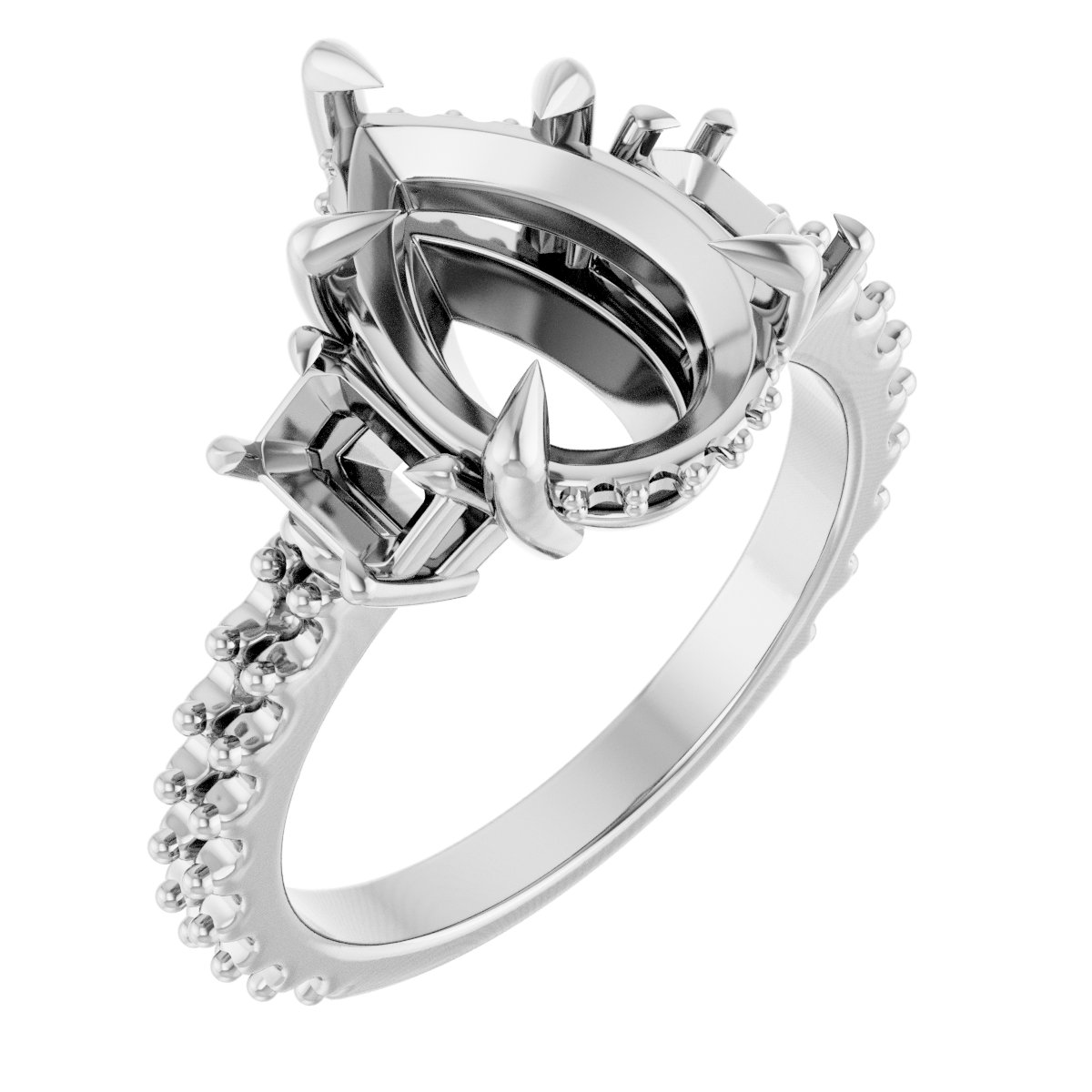 Claw-Prong Three-Stone Engagement Ring